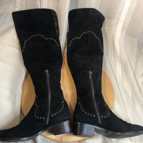 Frye boots suede rivet over the knee. Fold over leather. Size 6.5 - Picture 12 of 17